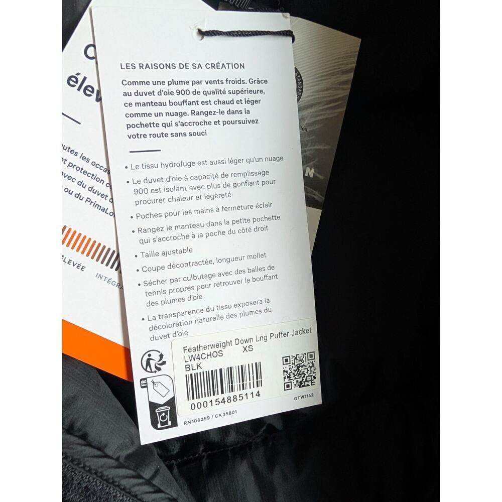 NWT Lululemon Featherweight 900Down-Fill Long Puffer Jacket Size XS Black - Picture 8 of 15